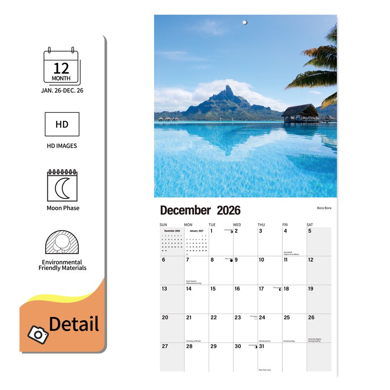 Wall Calendar 2025-2026 Hangable Monthly Planner with Large Blocks for Home Office & Family