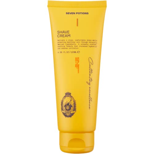 Seven Potions Lathering Shaving Cream for Men ? Smooth, Irritation-free Shave ? Soothing, Hydrating, Moisturising Shave Soap ? Natural, Vegan, Cruelty-Free (4.06 FL OZ)