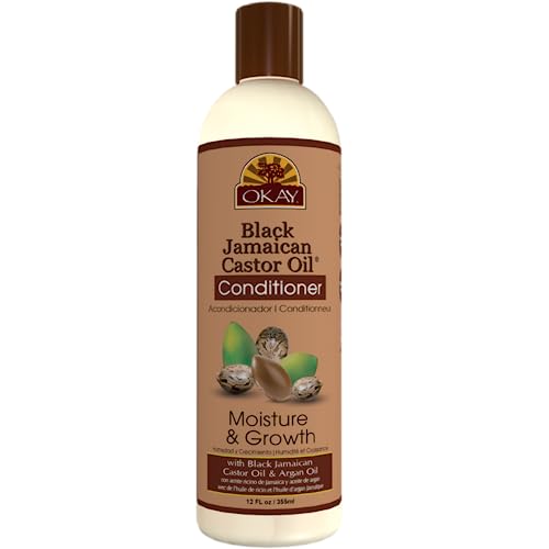 OKAY Black Jamaican Castor Oil Conditioner - Jamaican Black Castor Oil Conditioner for Women and Men with Argan and Shea Butter for Damaged Hair, Promotes Thicker, Fuller Hair - 12 fl oz (1 Pack)