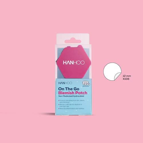 Hanhoo On the Go Blemish Patch, 108 Count, Pimple Patch Dispenser, Shrinks Pimples, Protects from Finger-picking and Dirt, Absorbs Fluid, Acne Spot Patches, Invisible Pimple Patches, Korean Skincare