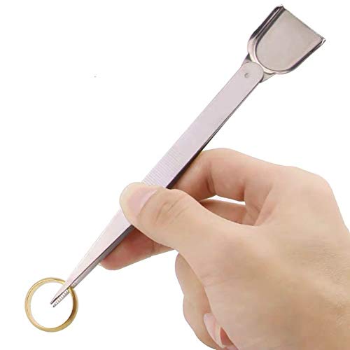 2 Pieces Stainless Steel Diamond Tweezer with Scoop Handy Tweezer Jewelry Gems Pick Up Beads Tools