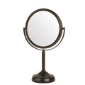 JERDON Two-Sided Tabletop Makeup Vanity Mirror - 10X-1X Magnification & Swivel Design - 6-Inch Diameter Portable Mirror - Bronze Finish - Model JP910BZP