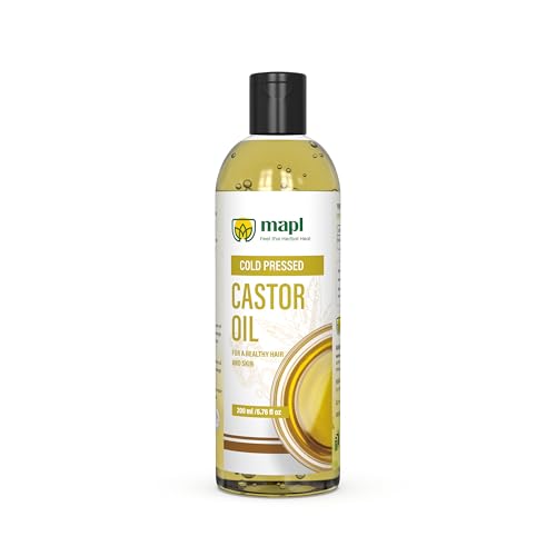 MAPL Castor Oil 6.76 Fl Oz (200 ml) ? Organic Arandi Oil for Hair, Skin, Eyebrows & Eyelashes ? Cold-Pressed, Unrefined & 100% Natural Superfood ? Traditional Indian Hair Care, Food Grade & Edible