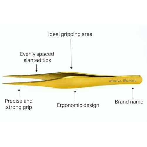 Professional Eyebrow Grooming Kit, 2-Piece Set with Tweezers and Scissors, Gold color