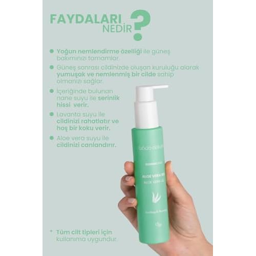 Bade Natural Aloe Vera After Sun Gel ? Hydrating & Cooling Gel for Face and Body with Lavender and Mint Water ? Soothes, Moisturizes, and Refreshes ? 3.38 fl oz