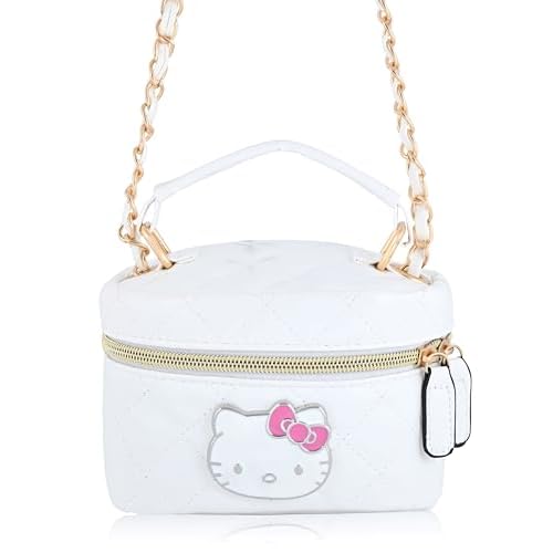 Fast Forward Sanrio Hello Kitty Cosmetic Bag for Women | Mini Hello Kitty PU Leather Crossbody Travel Toiletry Bag for Women | Make Up Travel Bag Makeup Bag