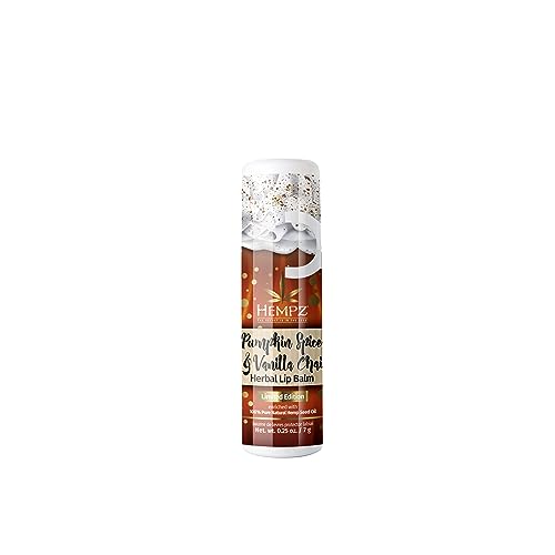 Hempz Pumpkin Spice & Vanilla Chai Lip Balm (.25 Oz) ? Fall Scented Travel Sized Moisturizing Lip Balm for Women & Men, Chapstick Moisturizer for Combatting Dry or Very Dry Lips