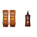 Hawaiian Tropic Island Tanning Lotion Sunscreen SPF 4 Twin Pack and Tanning Oil Spray Sunscreen SPF 6