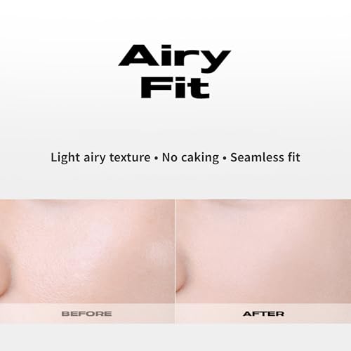 ABOUT TONE Air Fit Powder Pact 0.28oz - Makeup Fixing Pressed Powder Compact with Mirror and Puff Airy & Light Texture Face Blur Setting Finishing Translucent Sebum Control Lightweight Vegan Formula