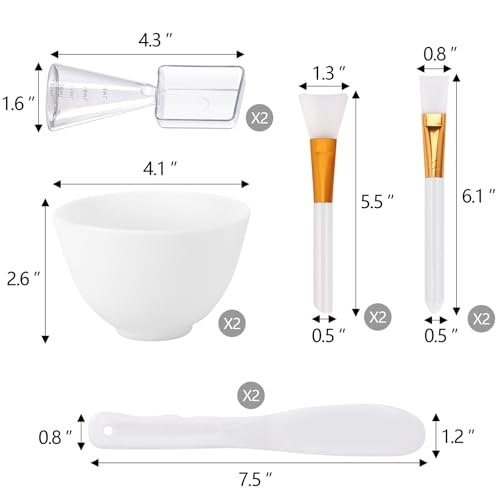 Tecbeauty Face Mask Mixing Bowl Set, 10 Pcs DIY Facemask Mixing Tool Kit with Silicone Facial Mask Bowl Brushes Stick Spatula Measuring Cup (White)
