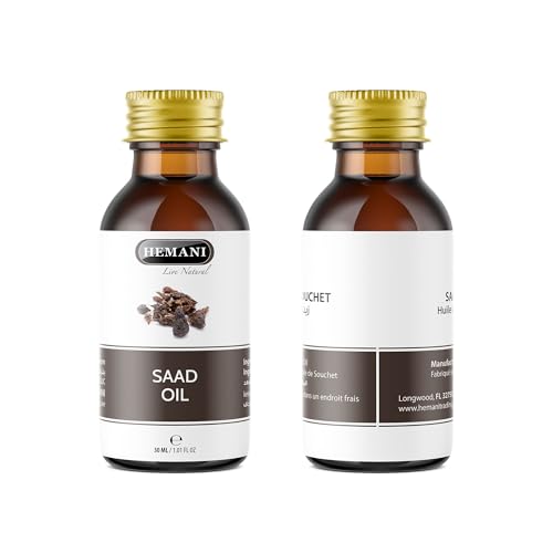 HEMANI Saad Oil 30mL - 100% Pure Natural Cold Pressed Cypriol Oil | Halal Essential Oil for Hair Growth, Scalp Treatment & Aromatherapy | Nagarmotha Oil 1 fl oz
