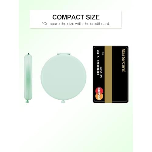Compact Mirror for Purse, Pack of 12 Double-Sided 1X/2X Magnifying Metal Pocket Makeup Mirrors(Round, Cyan)