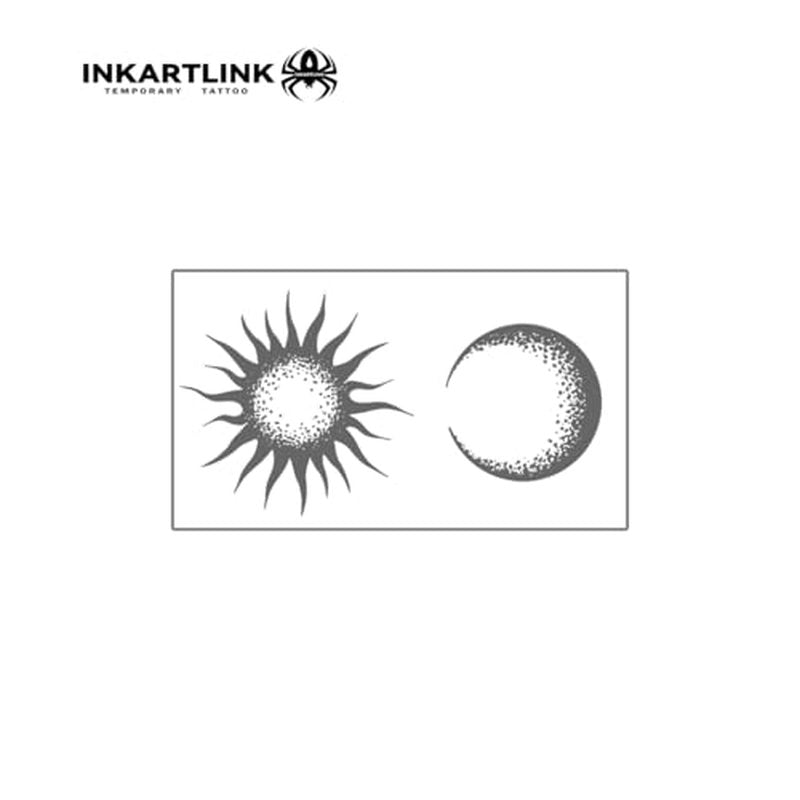 INKARTLINK Semi Permanent Tattoos, 3 Small-sized Temporary Tattoo Stickers for Valentine's Day, Perfect for Couples, Party Favors, Waterproof, Realistic, No Adhesive, Lasts 1-2 Weeks (Sun and Moon)