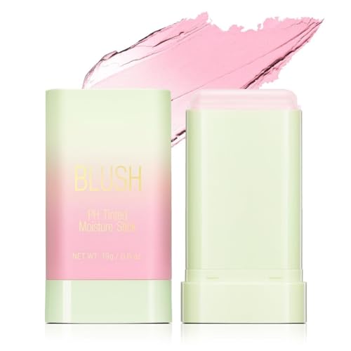 PH Color Changing Blush Stick, Multi-purpose Makeup Hydrating Blush Stick PH-Sensitive Color-Changing Lip Tint, Long-Lasting 24 Hours (1# Shy Pink, 0.6 Oz)