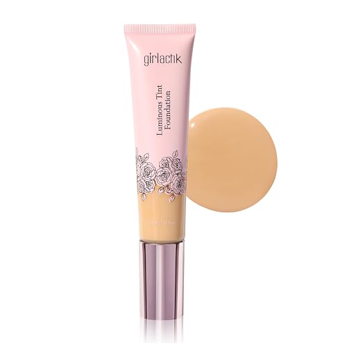 Girlactik Luminous Tint Foundation ? Hydrating 2-in-1 Tinted Moisturizer & Buildable Foundation with Hyaluronic Acid, Vitamin C & Squalane ? Lightweight, Natural Finish (Olive, 1.35 fl oz.)