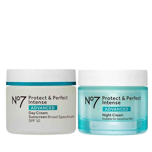 No7 Protect & Perfect Day & Night Face Moisturizer Bundle - Includes Intense Advanced Day Cream with SPF and Intense Advanced Night Cream for Face - 2-Piece Bundle