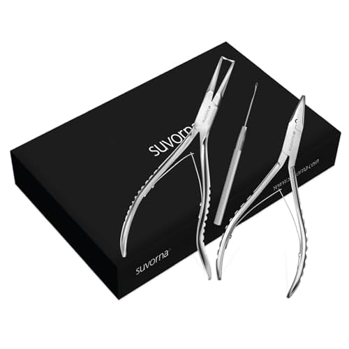 Suvorna Hair Extension Tools & Microlinks Hair Extensions Kit for Micro link & Micro Ring - Beads Opener, Beads Closener & Needle Hook Tool Kit - Japanese Steel Professional Hair Loop & Styling Tool