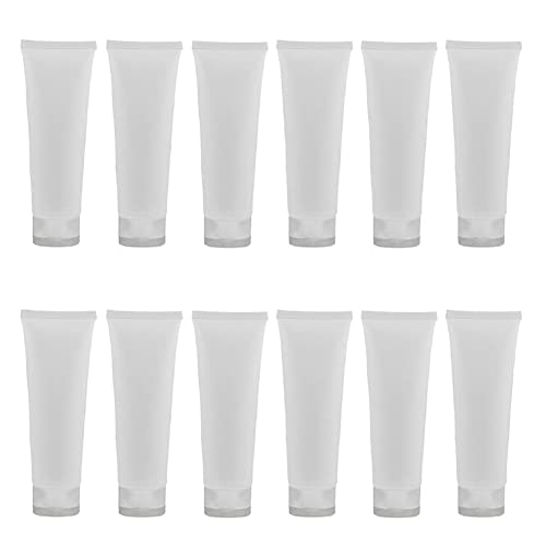 QUUPY 24Pcs 100ml/3.4oz Empty Refillable Plastic Squeeze Cosmetic Soft Tube Vial Bottles with Flip Cover Makeup Travel Sample Packing Storage Toiletries Container for Facial Cleaner Body Lotion