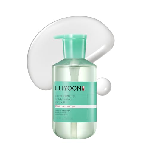 Illiyoon Gentle Deep Cleansing Oil | Lightweight Facial Cleanser with Coconut Oil & AHA/BHA for Makeup, Fragrance-Free, Sebum & Blackhead Removal, Korean Skin Care, 8.45 fl.oz.
