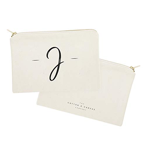 The Cotton & Canvas Co. Personalized Handwritten Monogram J Cosmetic Bag and Travel Make Up Pouch