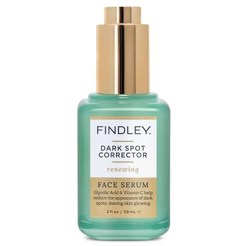 Findley Dark Spot Corrector Renewing Face Serum with Glycolic Acid & Vitamin C - Reduces Dark Spots & Signs of Aging | Hydrating (2 Fl Oz)