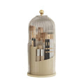 Rotating Makeup Brush Holder with Clear Lid ? 360¡Æ Makeup Brush Organizer for All Brush Sizes, Durable Dustproof Storage Stand with Large Capacity, Easy to Clean, No Assembly (Milk yellow/transparent)