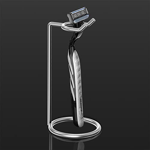 Linkidea Stainless Steel Safety Razor Stand, Polished Chrome Travel Shaving Razor Holder Compatible with Long Handle Safety Razor, Fusion 5 (Silver)