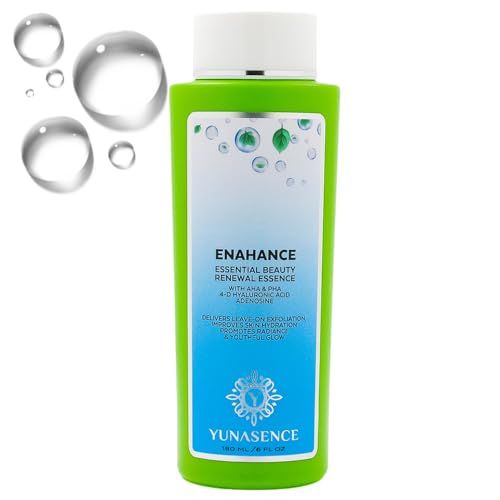 Yunasence ENAHANCE Essential Beauty Renewal Essence, 6oz. with AHA+PHA, 4-D Hyaluronic Acid. Gentle Facial Peel for Brighter, Younger, More Even Skin.