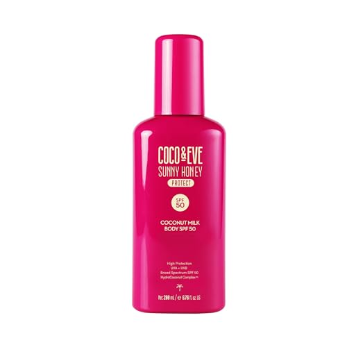 Coco & Eve Coconut Milk Body Sunscreen SPF 50 ? Broad Spectrum UVA/UVB Sun Protection, Hydrating Daily Water-Based Lotion, Lightweight, Non-Greasy, Dermatologically Tested, 6.76 Fl Oz