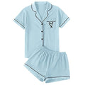 LYANER Women's Pajamas Set Heart Print Button Short Sleeve Shirt with Shorts Sleepwear PJs Set