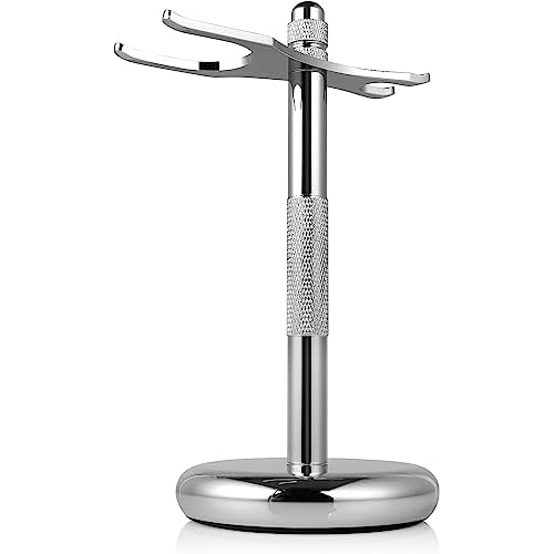 Perfecto Brown Shaver Brush + Chrome Stand Bundle