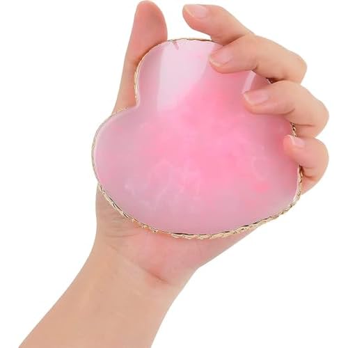 2Pcs Heart-Shaped Resin Nail Art Palette, Gold Edge Round Makeup Mixing Palette, Nail Polish Plate, Makeup,Nail Art Display Board Makeup Plate Cosmetic Mixing Tools Makeup Palettes,Makeup Palettes