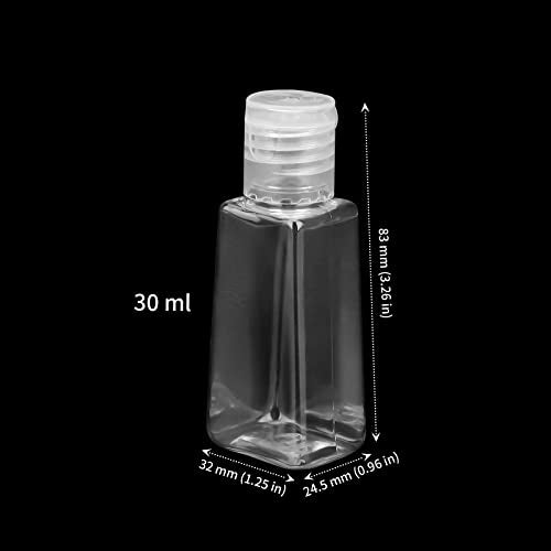 SOUJAP 100 PCS 30ml /1oz Empty Bottles with Flip Caps, Plastic Flip Cap Bottles, Clear Travel Refillable Containers for Water, Lotions, Shower Gel