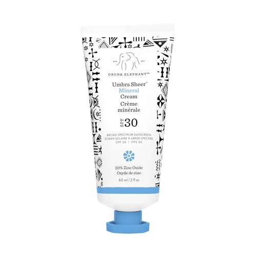 Drunk Elephant Umbra Sheer Mineral Cream (SPF 30) Mineral Sunscreen - Clean Clinical Skincare - Cruelty-Free - Dermatologist-Tested - Free of Essential Oils, Silicones, and Fragrance