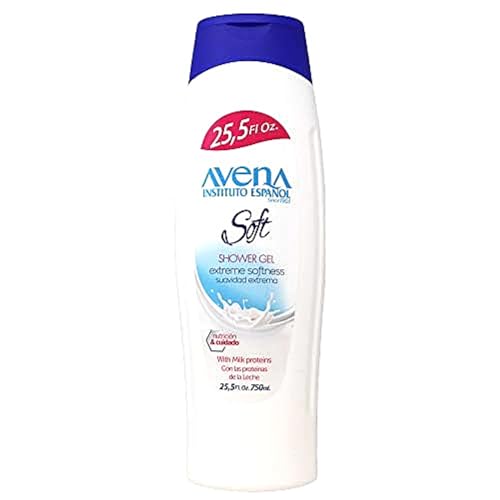 Avena Instituto Espanol Soft Shower Gel, Extreme Softeness, with Milk Proteins, 2-Pack of 25.5 FL Oz each, 2 Bottles