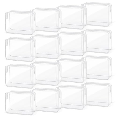 TISRATOK 16 PCS Clear Makeup Bag, Travel Essentials Toiletry Bag, Transparent PVC Cosmetic Organizer Toy Storage Pouch for Women Men - WHITE,Large