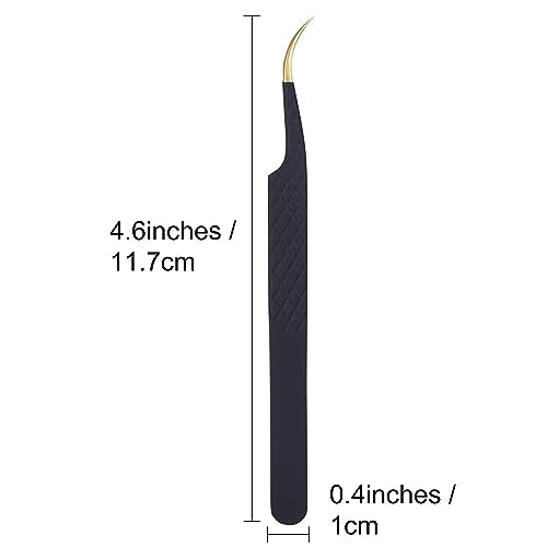 Camillash Fiber Tip Lash Tweezers For Eyelash Extension,Best Volume Professional Tech Tweezers,Artist Boot Isolation Fanning Nano Grip Precision Tools Supplies 90 45 Degree BlackCurved)
