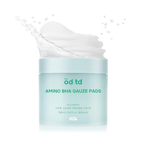 Amino BHA Pads (80 Count) - Pre-Soaked Oil Control Cotton Pads for Gentle Exfoliation, Soothing & Hydration, Korean Skin Care. Amino Acid, Salicylic Acid, Tea Tree