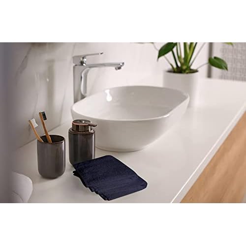 Softolle 100% Cotton Washcloths 24 Pack (12x12 Inches) Soft, Highly Absorbent Washcloth, Face Towels, Wash Cloths for Face, Ring Spun, Bulk Pack (Blue/Grey)