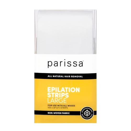 Parissa Epilation Strips (Large) | Non-Woven Waxing Strips, Soft & Durable for All-Over Hair Removal, 100% Biodegradable & Reusable with Wax, Professional-Quality for At-Home Waxing | 100 count