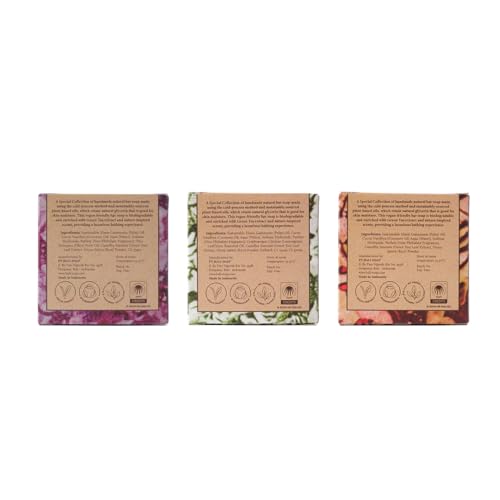 Bali Soap - Batik Collection - Natural Soap Bar for Face & Body, Vegan Handmade Plant Based, Moisturizing, Cruelty Free, 3.5 Oz Each 3 Pack