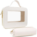 Small Clear Makeup Bag with Makeup Brush Bag, Mini Makeup Pouch Car Organizer Bag Travel Toiletry Pouch Slim Makeup Brush Holder Makeup Bags Small with Zipper Purse Essential for Car