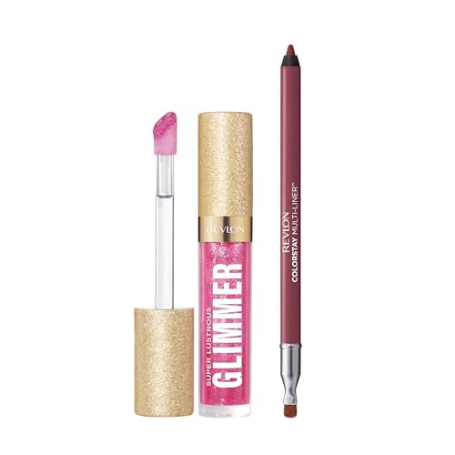 REVLON Super Lustrous Glimmer Gloss and ColorStay Multi-Liner Bundle, Rose Glow and Dallying, Pack of 2