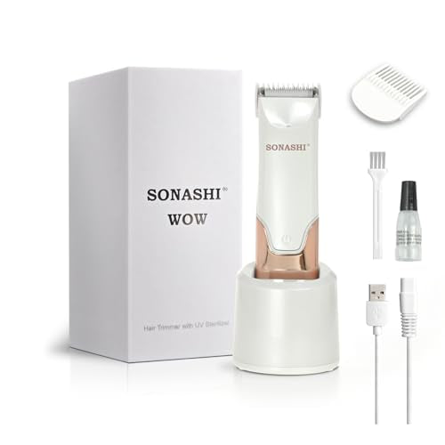 Electric Body Hair Trimmer - Groin Trimmer for Men - Bikini Trimmer Women - Wet/Dry Shaver Groomer, Rechargeable, Waterproof, Painless Hair Removal (White)