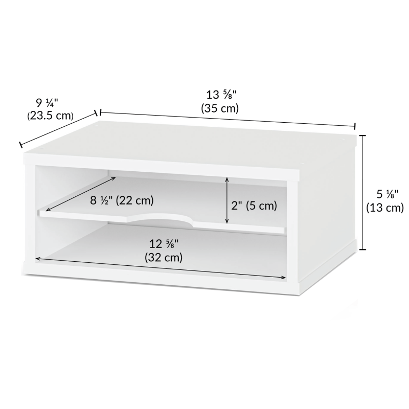 Desktop File Organizer with 2 Tiers, Wooden Mail & Paper Sorter, White