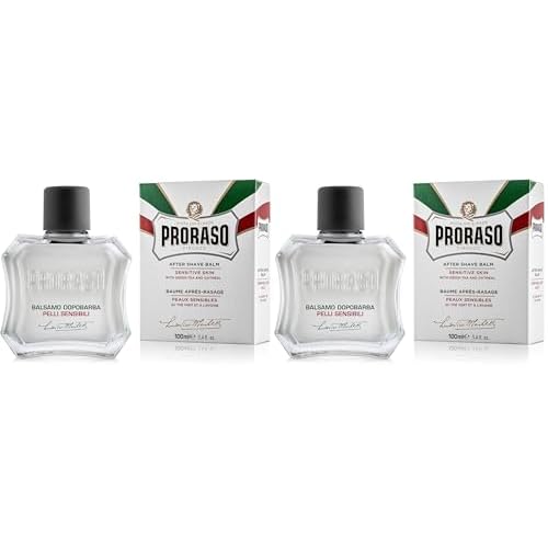 Proraso After Shave Balm - Oatmeal & Green Tea - Nourishing & Gentle Formula After Shave Cream for Sensitive Skin - Premium Italian Shaving for Men - 3.4oz,(Pack of 2)