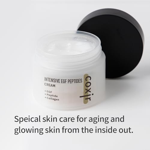 coxir INTENSIVE EGF PEPTIDES CREAM l Day&Night Firming Cream l EGF(Epidermal Growth Factor), Peptides, Niacinamide, Panthenol, Collagen l Korean Skincare [50ml/1.69fl.oz] (Pack of 2)