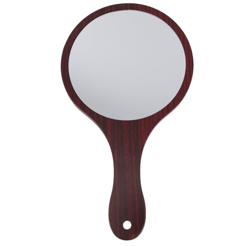 balacoo Wooden Handle Makeup Mirror Handheld Cosmetic Vanity Mirror Lightweight Clear Reflection Round for Travel and Home Use
