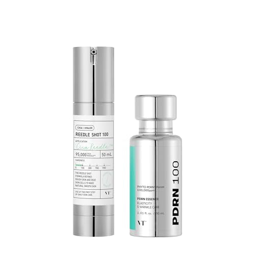VT COSMETICS Reedle Shot 100 & PDRN Essence Set, Microneedling Serum and Glow Serum Duo for Glass Skin, Korean Skincare