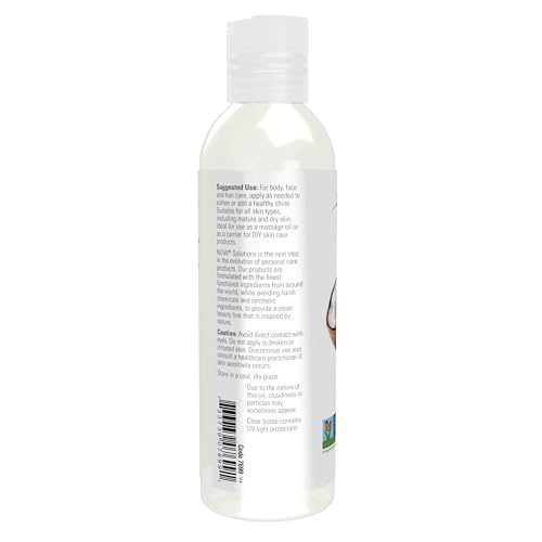 NOW Foods Solutions, Liquid Coconut Oil, Light and Nourishing, Promotes Healthy-Looking Skin and Hair, 4-Ounce